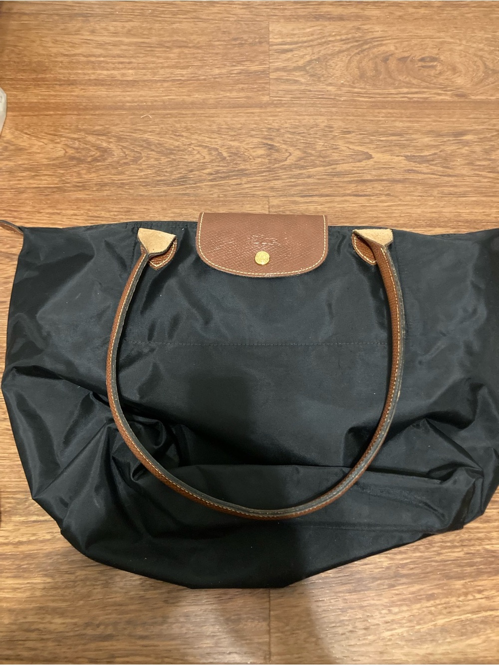 Longchamp Black Le Pliage Original L Tote Bag